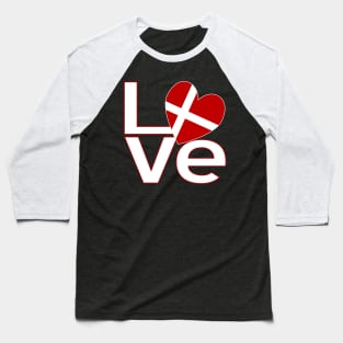 White Red Danish LOVE Baseball T-Shirt